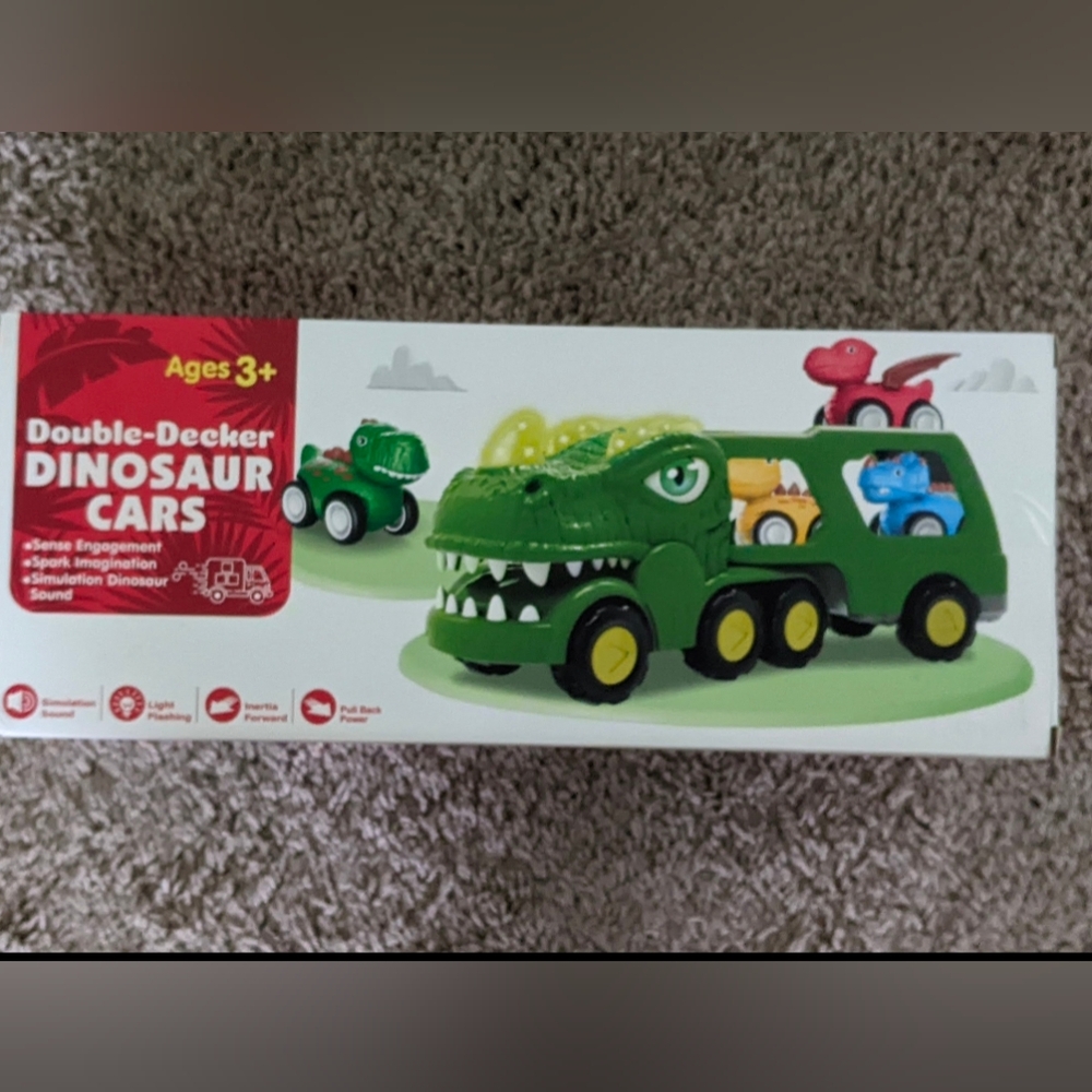 Double-Decker Dinosaur Cars - Green